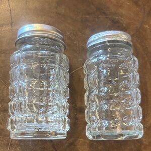 Vintage  Anchor Hocking Waffle pattern glass Salt Pepper Shaker